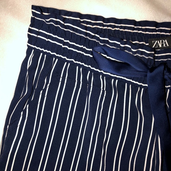 Zara Navy Blue Pinstripe Jogger Pants - Picture 3 of 5